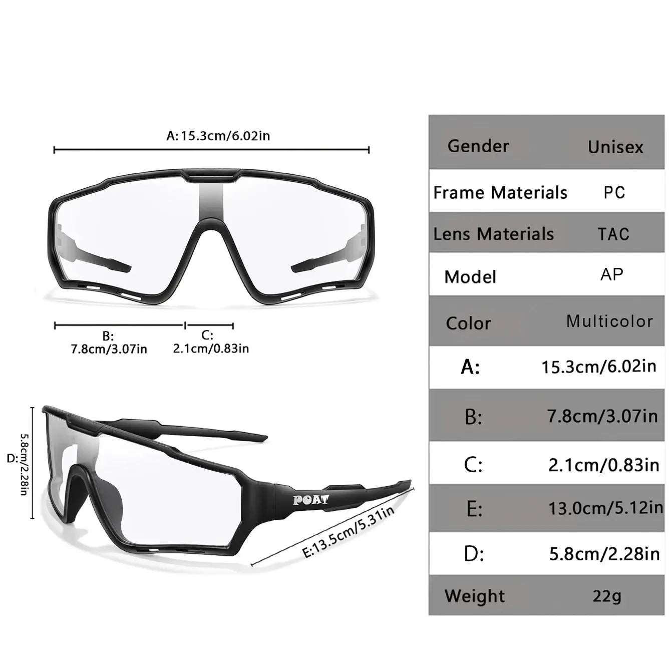 POAT Brand Men Women MTB Bike Bicycle Photochromic Eyewear Cycling Fishing Running Glasses New Style Sunglasses Sports