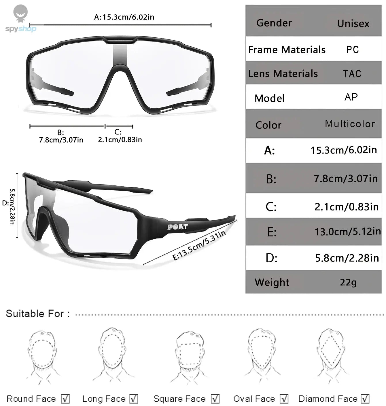 POAT Brand Men Women MTB Bike Bicycle Photochromic Eyewear Cycling Fishing Running Glasses New Style Sunglasses Sports