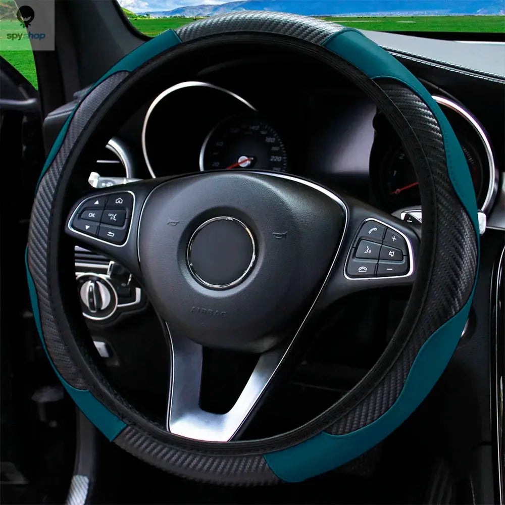 PU Carbon Fiber Leather Car Steering Wheel Cover without Inner Ring Suitable for 14.5-15 Inches of Automotive Supplies Spy-shop.com