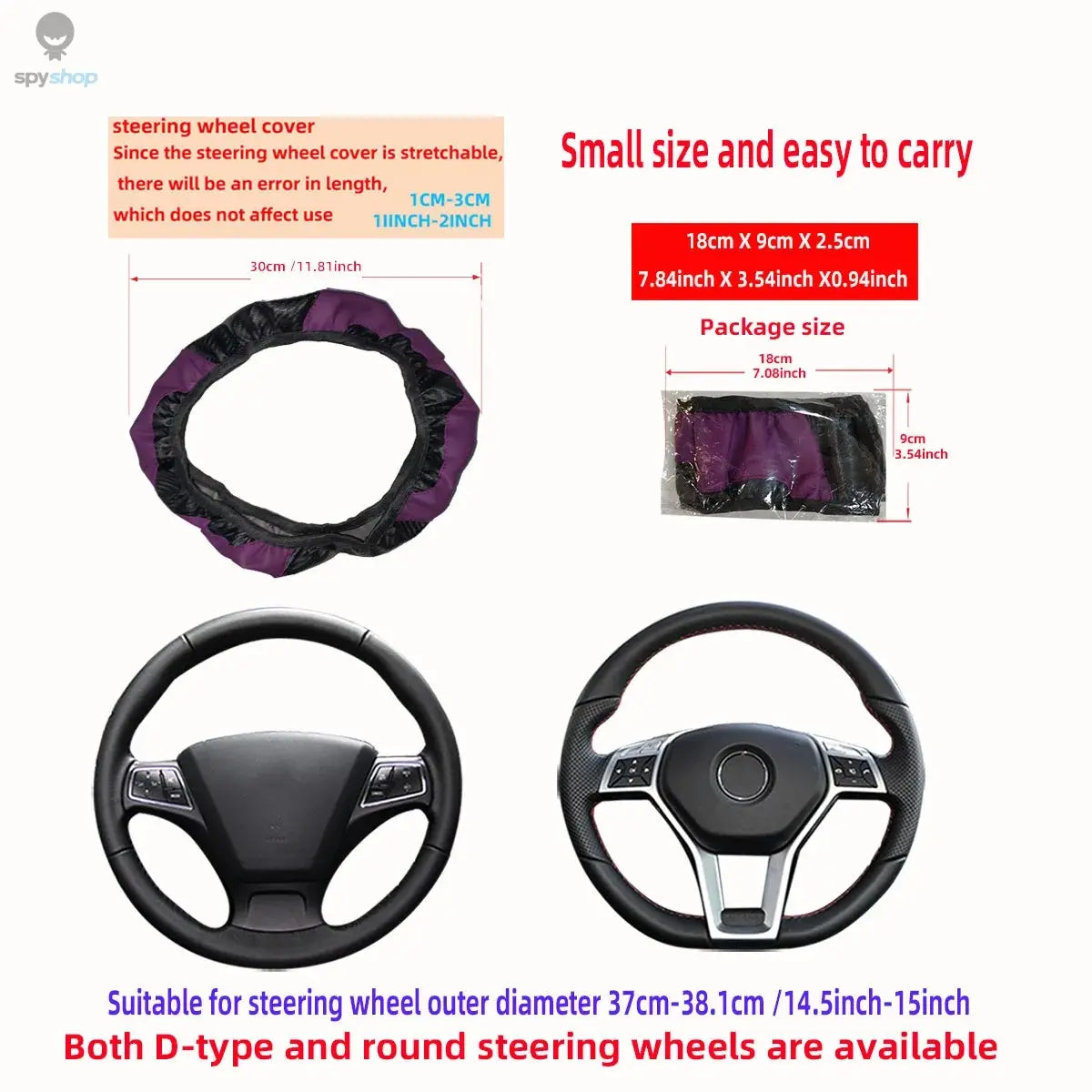 PU Carbon Fiber Leather Car Steering Wheel Cover without Inner Ring Suitable for 14.5-15 Inches of Automotive Supplies Spy-shop.com