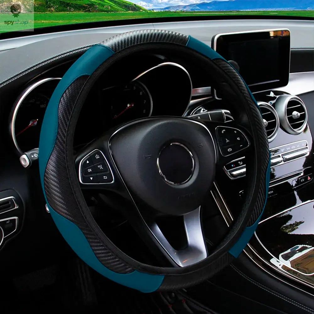 PU Carbon Fiber Leather Car Steering Wheel Cover without Inner Ring Suitable for 14.5-15 Inches of Automotive Supplies Spy-shop.com
