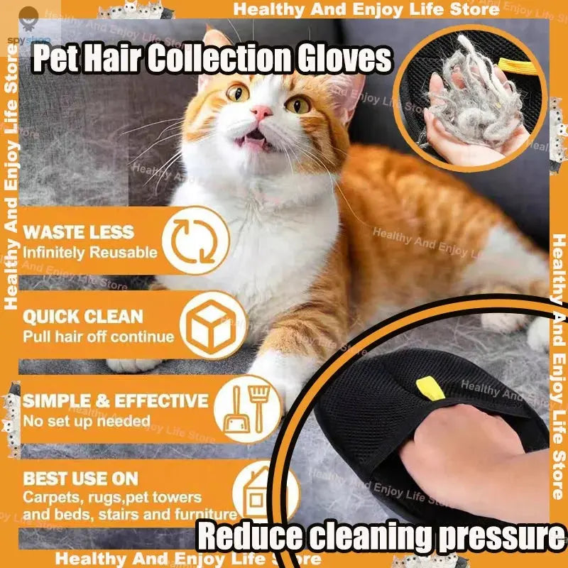 Pet Hair Cleaning And Collection Gloves Pet Double-sided Multi-functional Beauty Glove Tool Reduce The Pressure Of Pet Ownership Spy-shop.com