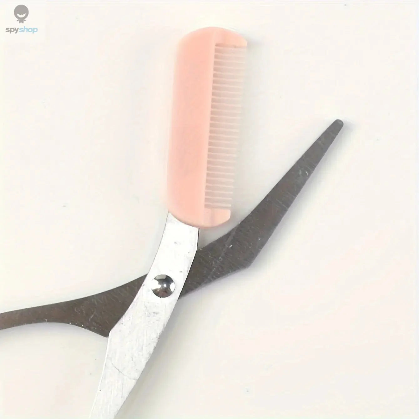 Pink eyebrow trimming scissors with built-in comb - stainless steel, precise grooming tool, creating perfect eyebrows Spy-shop.com