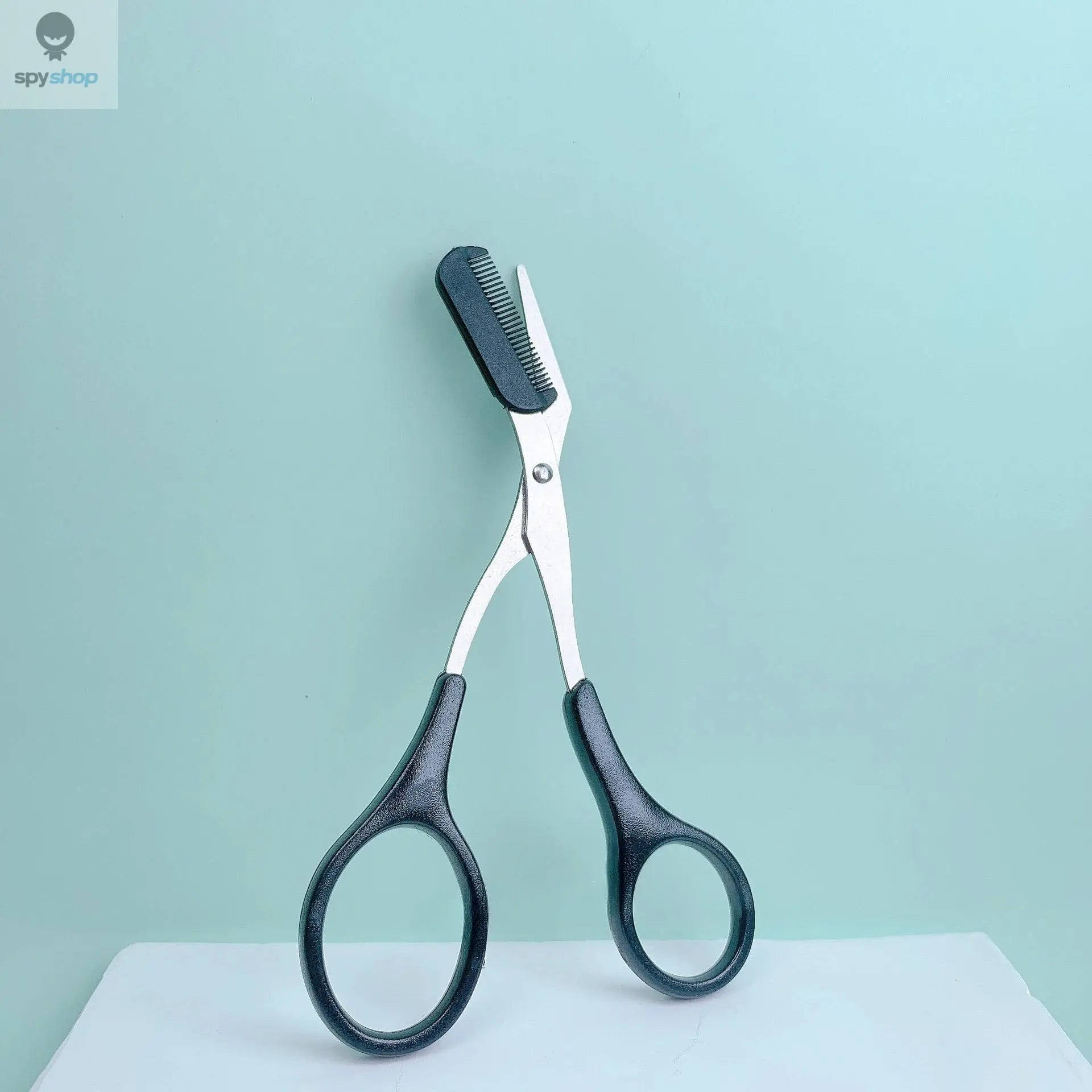 Pink eyebrow trimming scissors with built-in comb - stainless steel, precise grooming tool, creating perfect eyebrows Spy-shop.com