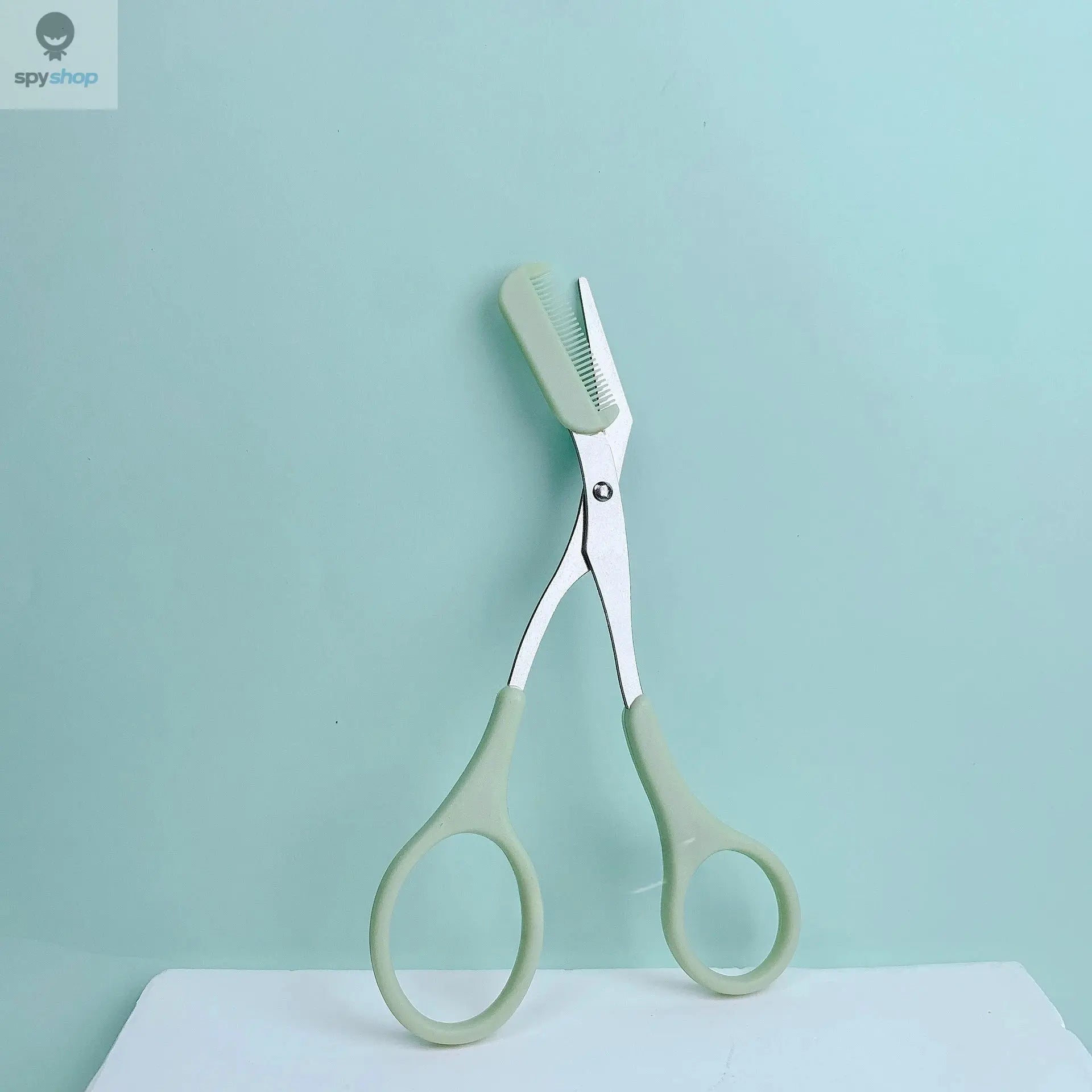 Pink eyebrow trimming scissors with built-in comb - stainless steel, precise grooming tool, creating perfect eyebrows Spy-shop.com