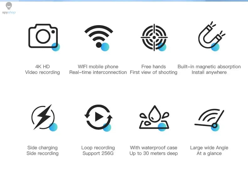 Pocket 4K Mini Camera Magnetic Wearable Cam with Waterproof Shell WiFi Bike Camera Friendly for Casual Cycling Vlog Home Use Spy-shop.com