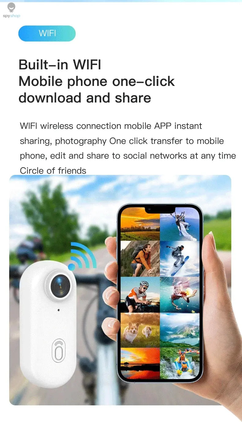 Pocket 4K Mini Camera Magnetic Wearable Cam with Waterproof Shell WiFi Bike Camera Friendly for Casual Cycling Vlog Home Use Spy-shop.com