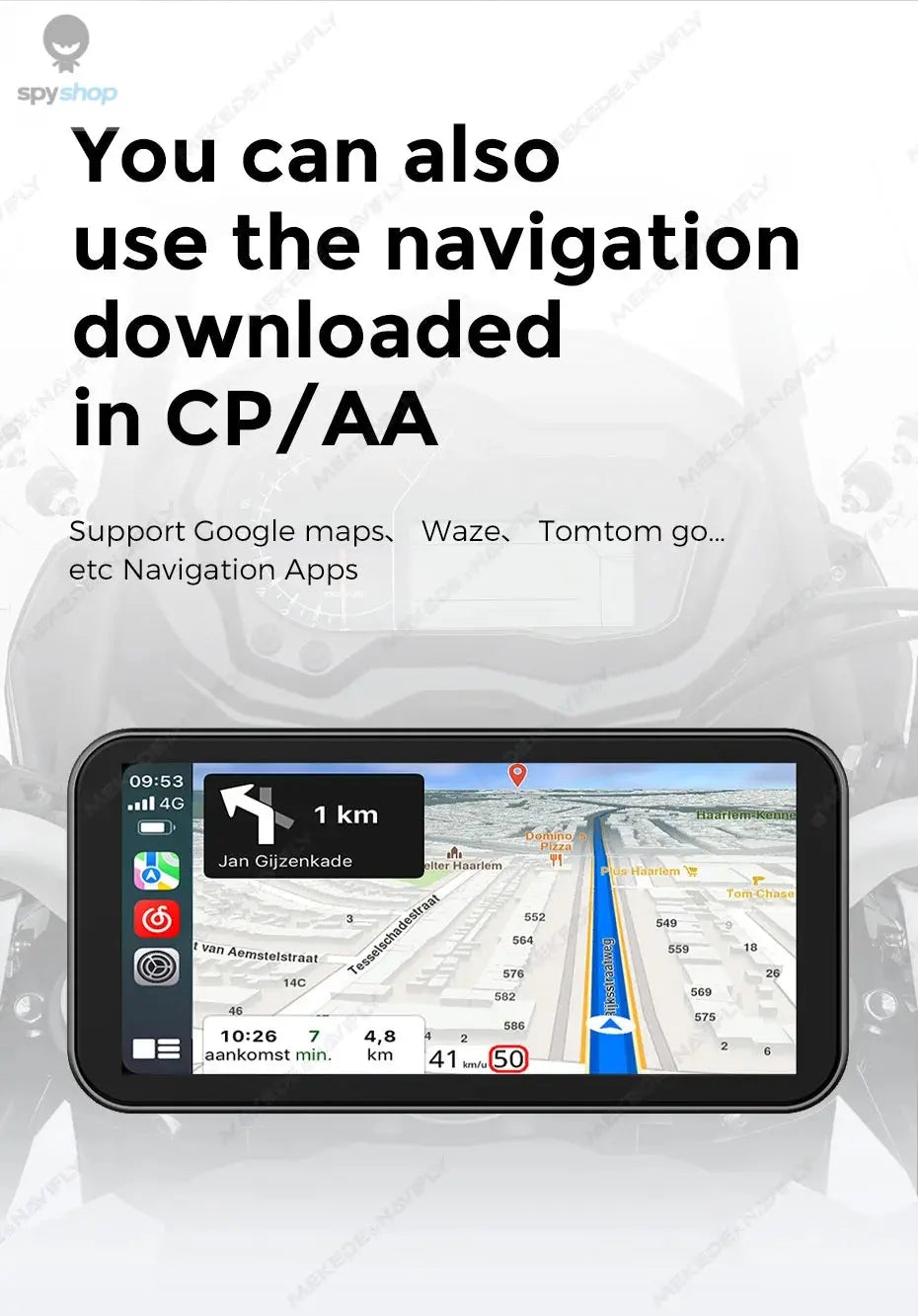 Portable 6.25 inch IP67 Waterproof Motorcycle GPS Navigation Wireless Carplay Android Auto DVR Drive Recorder Moto Monitor WIFI Spy-shop.com