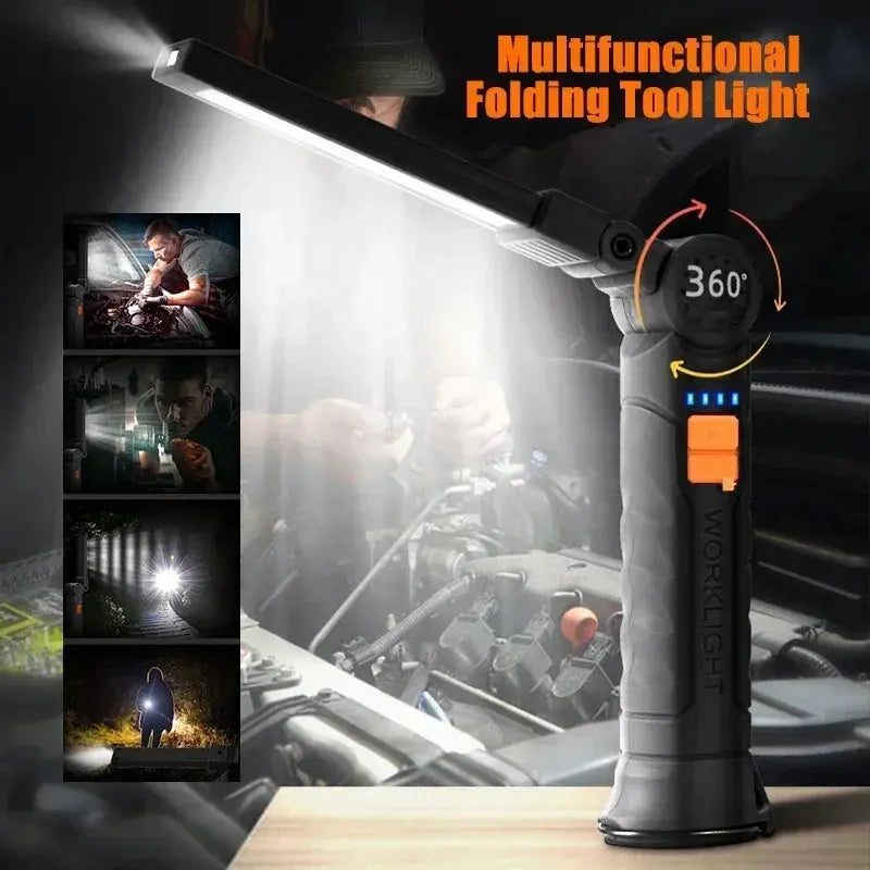 Portable COB LED Flashlight USB Rechargeable Work Light Magnetic Lanterna Hanging Lamp with Built-in Battery Camping Torch Spy-shop.com