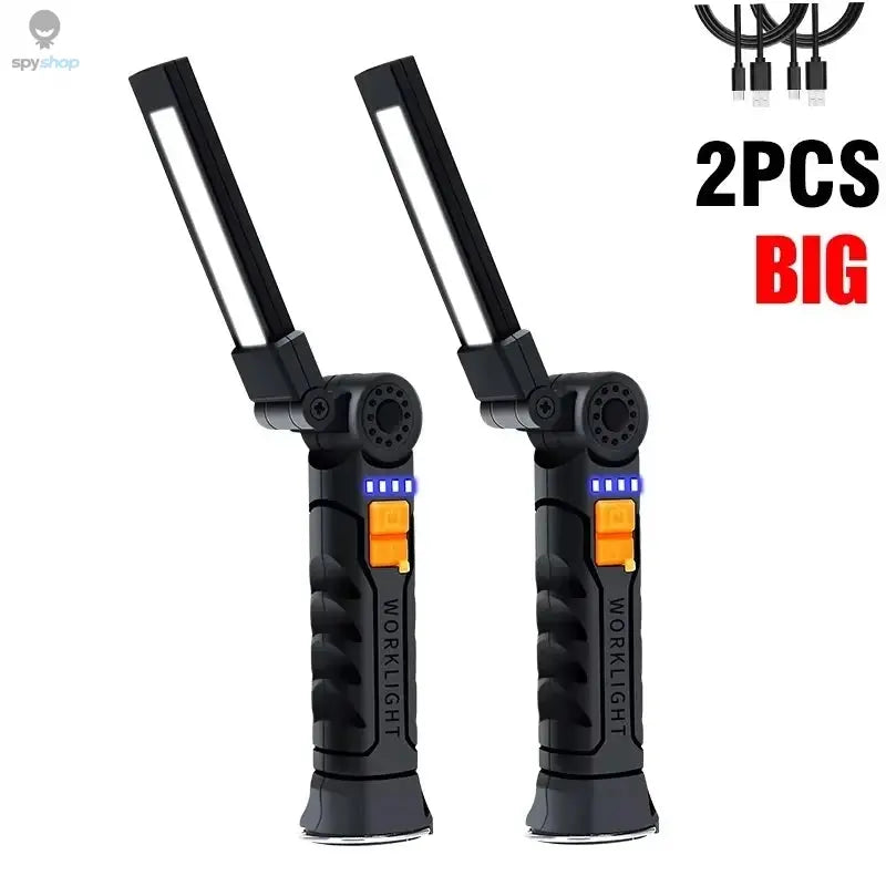 Portable COB LED Flashlight USB Rechargeable Work Light Magnetic Lanterna Hanging Lamp with Built-in Battery Camping Torch Spy-shop.com