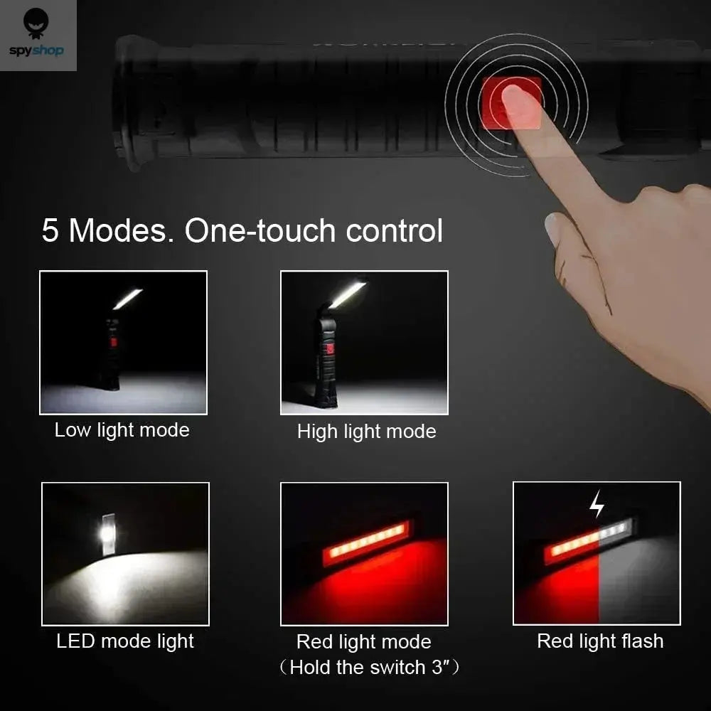 Portable COB LED Work Light USB Rechargeable LED Flashlight Inspection Lamp With Magnetic Hook Power Bank 18650 Battery Torch Spy-shop.com