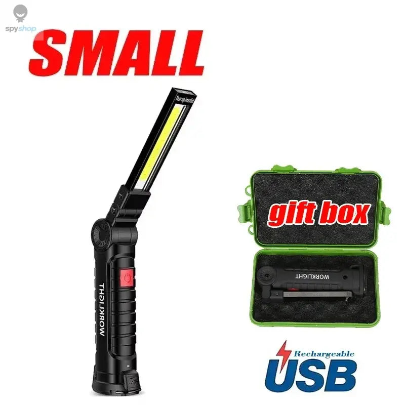 Portable COB LED Work Light USB Rechargeable LED Flashlight Inspection Lamp With Magnetic Hook Power Bank 18650 Battery Torch Spy-shop.com