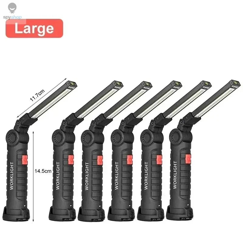 Portable COB LED Work Light USB Rechargeable LED Flashlight Inspection Lamp With Magnetic Hook Power Bank 18650 Battery Torch Spy-shop.com