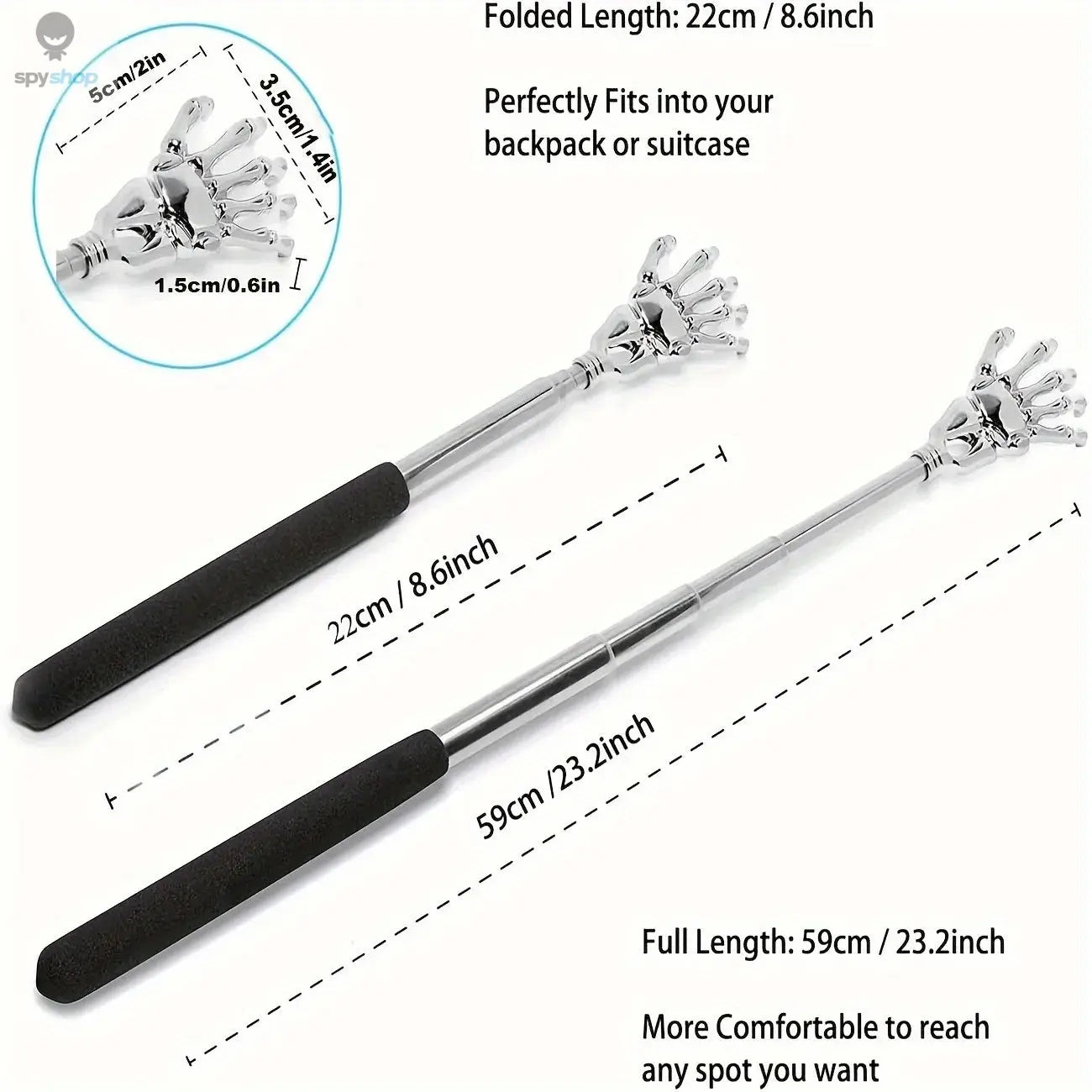 Portable Extendable Back Scratcher Stainless Steel Telescoping Back Scratcher for Both Human and Pets Extendable Back Massager Spy-shop.com