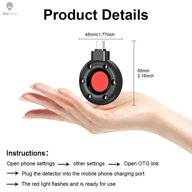Portable Mini Anti-Peeping Detector Home Hotel Infrared Anti-Candid Shooting Pinhole Camera Mobile Phone IOS & Type-C Interface Spy-shop.com