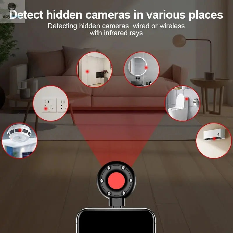 Portable Mini Anti-Peeping Detector Home Hotel Infrared Anti-Candid Shooting Pinhole Camera Mobile Phone IOS & Type-C Interface Spy-shop.com