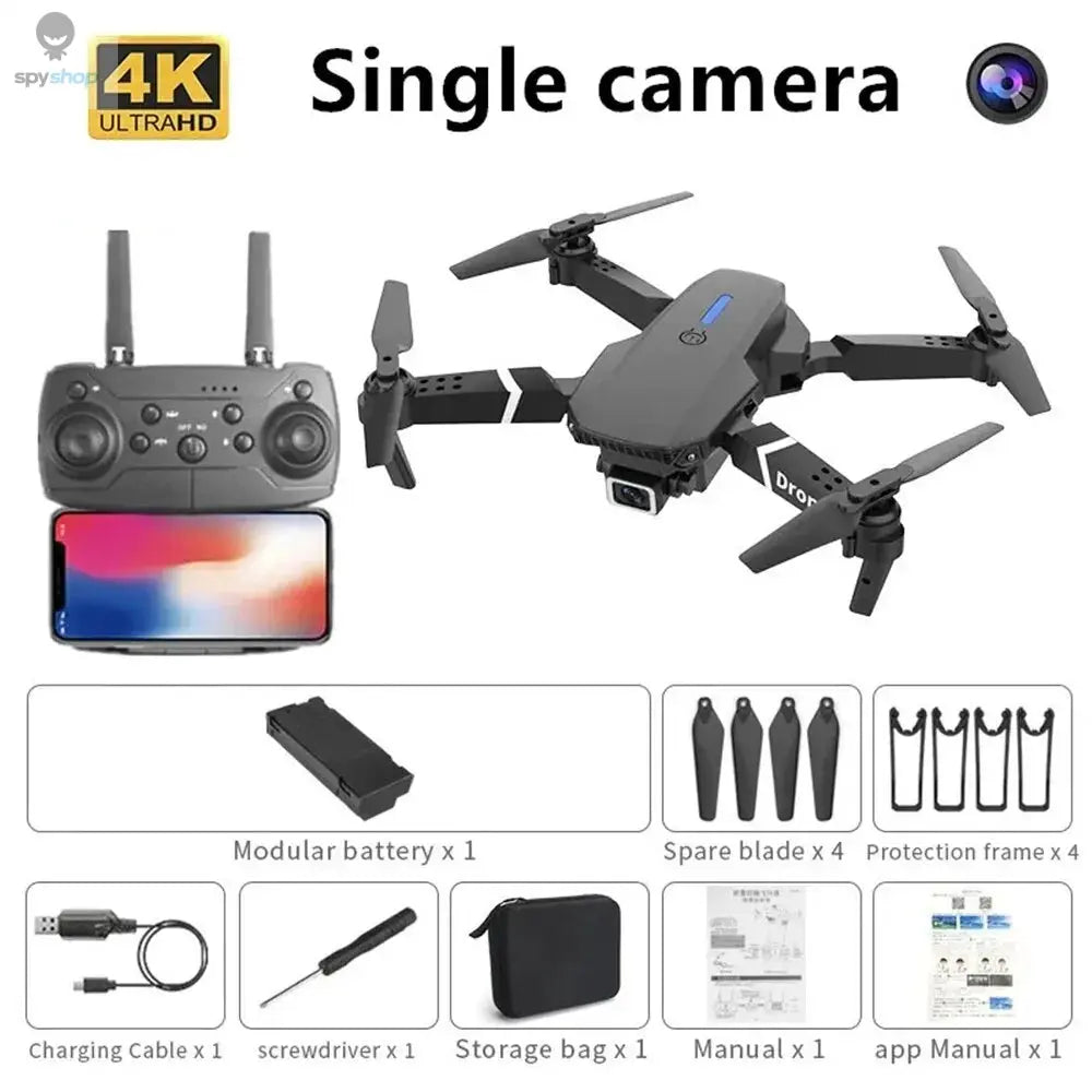 Professional Drone E88 4K Wide-Angle HD 1080P Camera WiFi FPV Height Hold Foldable RC Drone Quadrotor Helicopter Children's Toys Spy-shop.com