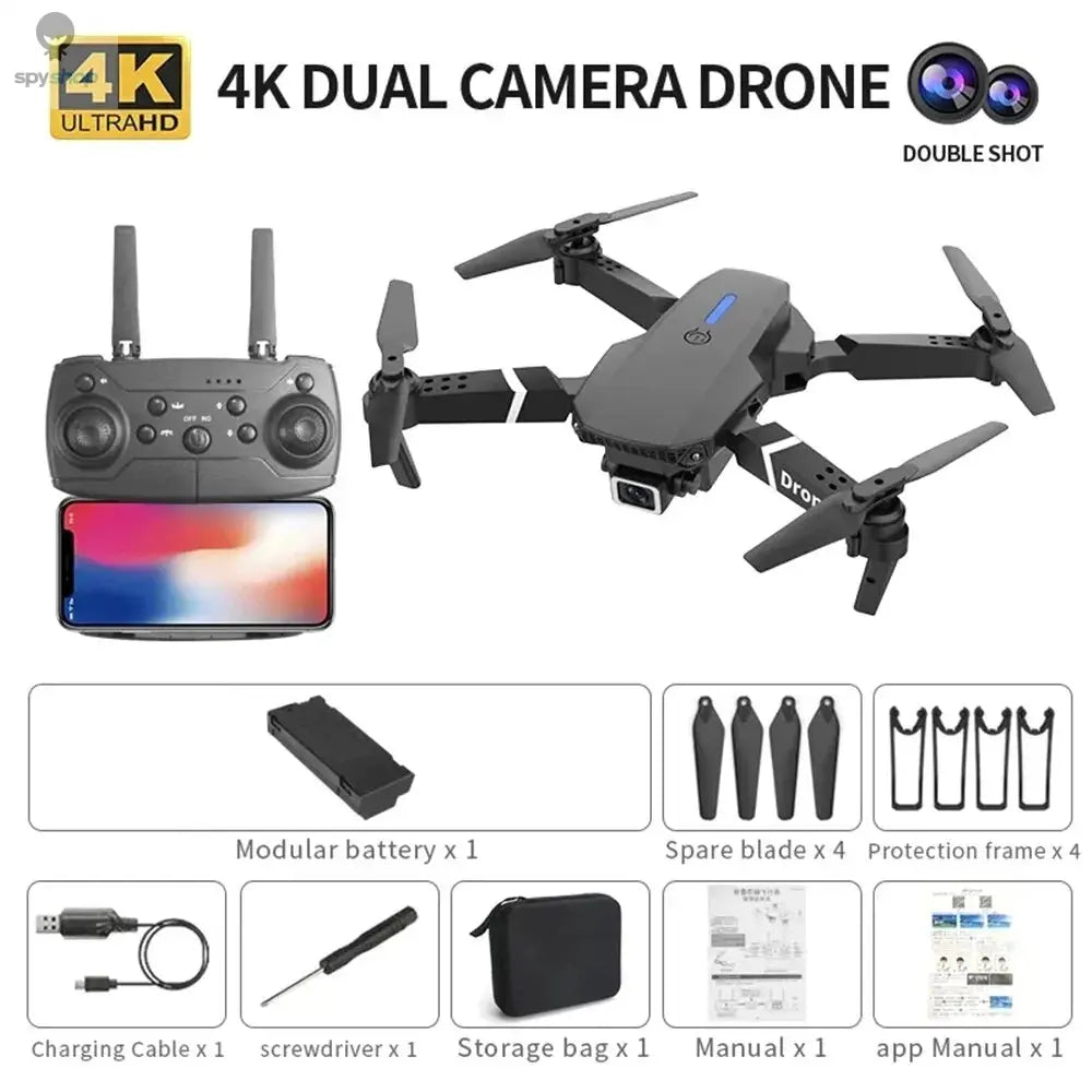 Professional Drone E88 4K Wide-Angle HD 1080P Camera WiFi FPV Height Hold Foldable RC Drone Quadrotor Helicopter Children's Toys Spy-shop.com