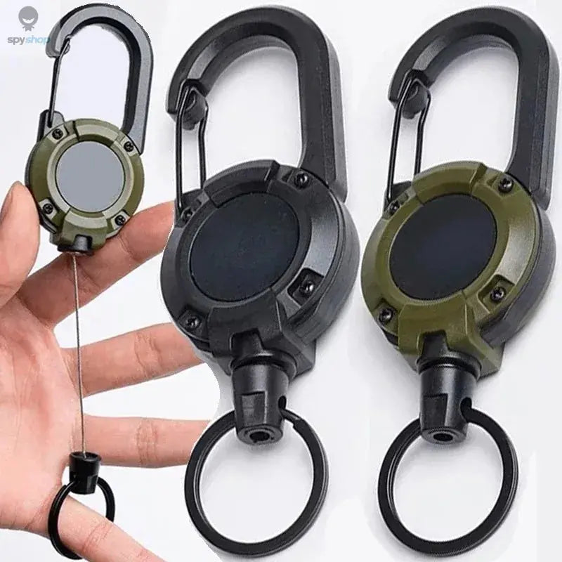 Retractable Heavy Duty Pull Reel Carabiner Key Chains Strong Steel Wire Rope Buckle Spring Key Ring Outdoor Sporty Keychain Tool Spy-shop.com