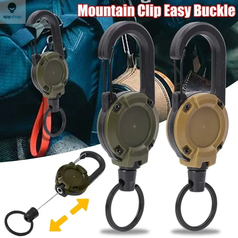 Retractable Heavy Duty Pull Reel Carabiner Key Chains Strong Steel Wire Rope Buckle Spring Key Ring Outdoor Sporty Keychain Tool Spy-shop.com