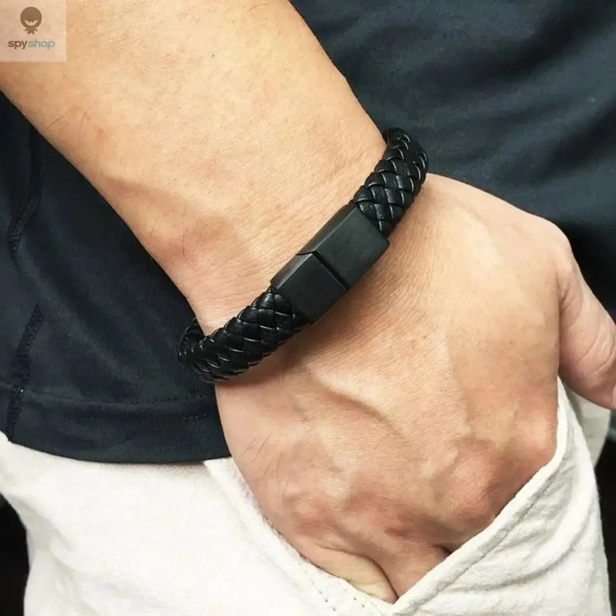 Retro Men's Leather Open Bangle, Simple Multi-Size Woven Leather Hand Rope, Outdoor Sports Gift Spy-shop.com