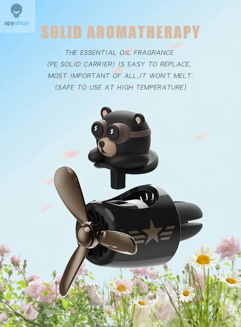 Rotating airplane pilot bear car air fresheners accessories interior decorations fan vent clips perfume fragrance diffuser aroma