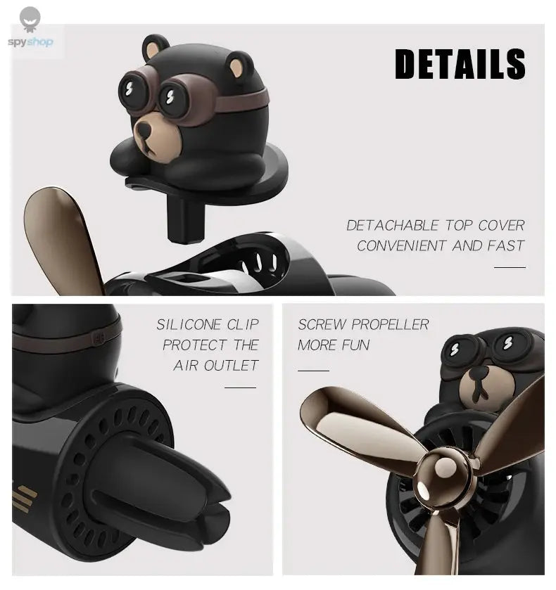 Rotating airplane pilot bear car air fresheners accessories interior decorations fan vent clips perfume fragrance diffuser aroma