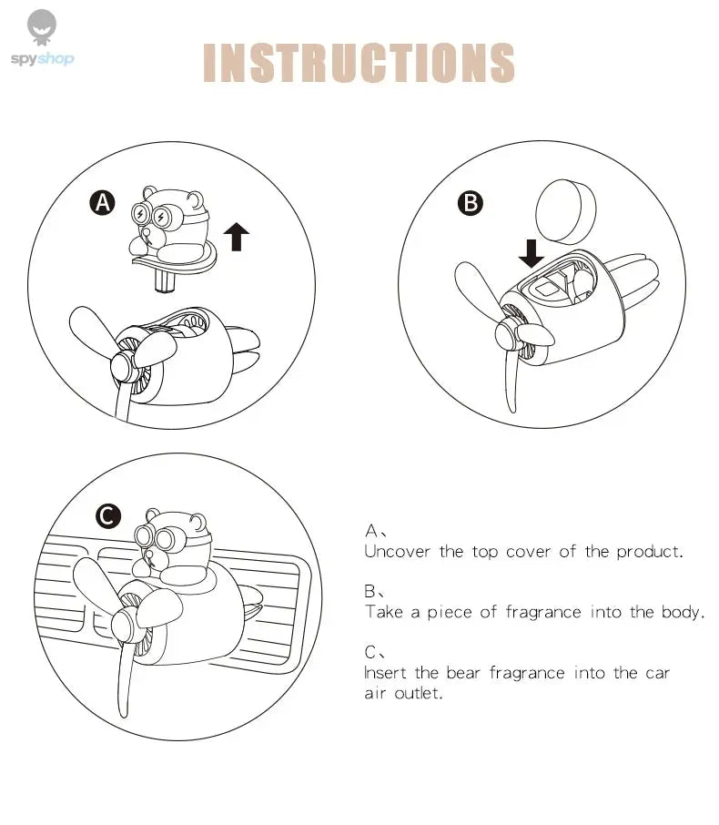 Rotating airplane pilot bear car air fresheners accessories interior decorations fan vent clips perfume fragrance diffuser aroma