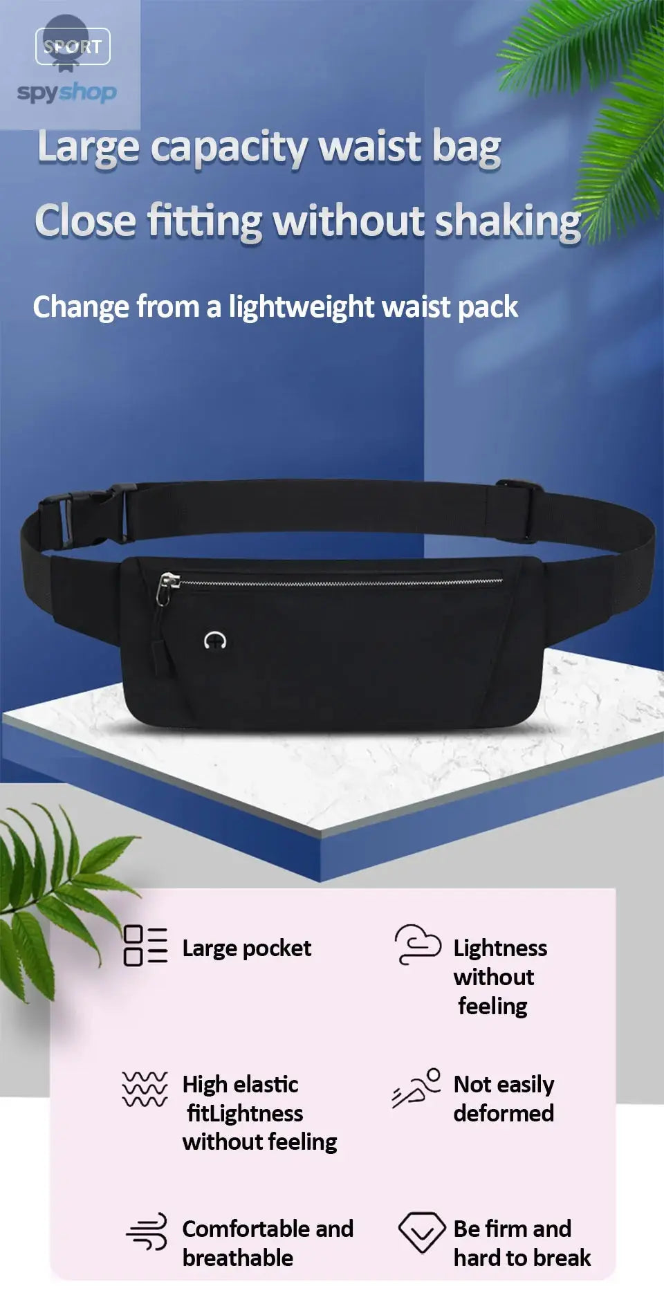 Running Waist Bag Sports Belt Pouch Mobile Phone Bag Men Women Waist Pack Lightweight Gym Sports Bag Waist Pack Adjustable Strap