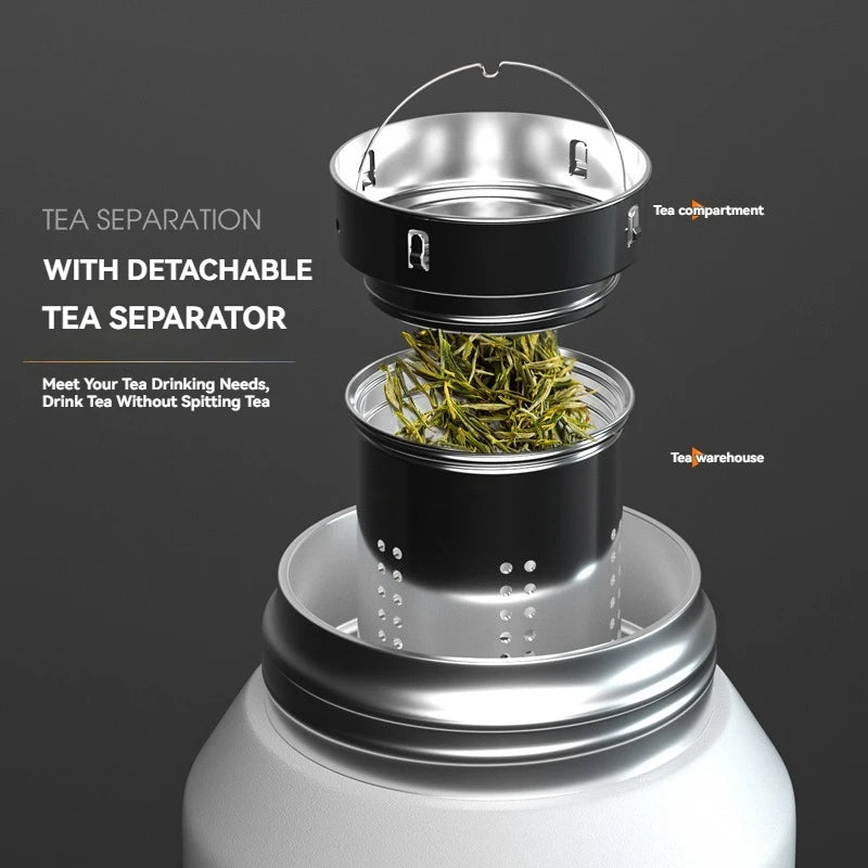 Thermos Wasserflasche mit Strohhalm, Griffbecher, 316 Edelstahlflasche, große Kapazität, vakuumisolierter Becher