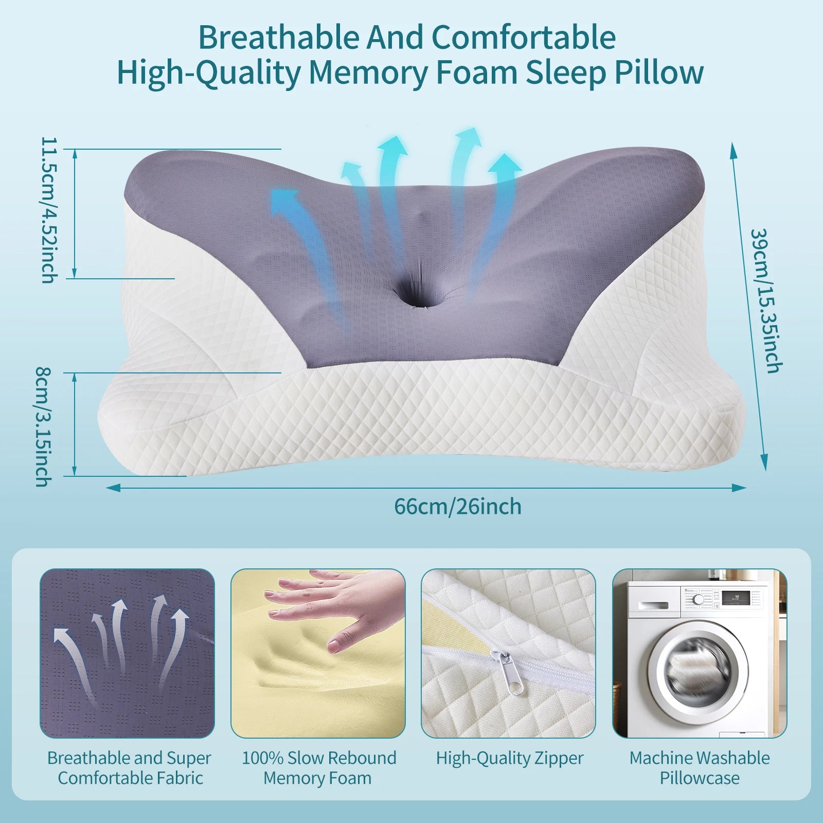 Ergonomic Memory Foam Cervical Pillow with Cooling Cover