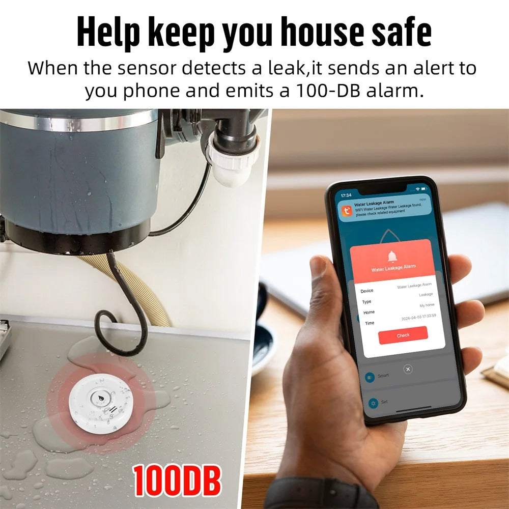 Tuya Water Leak Detector with App Monitoring