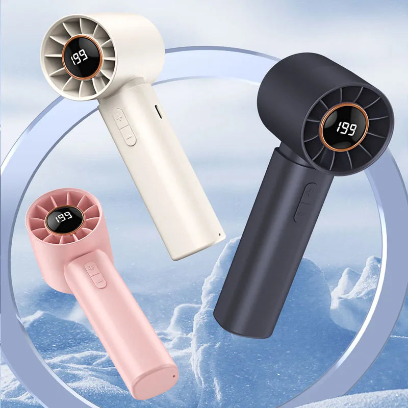 USB-C Rechargeable Handheld Fan with Digital Display