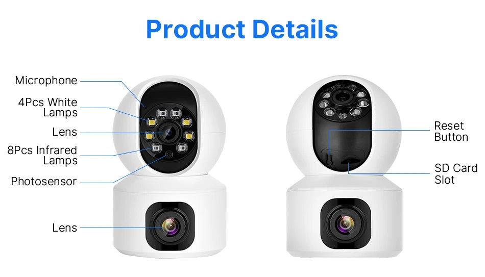 2K 4MP PTZ WiFi Security Camera with Two-Way Audio