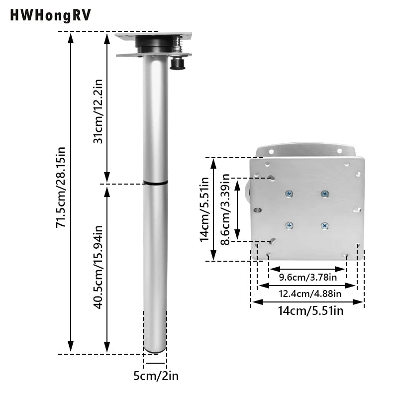 RV Double-Layer Swivel Table Legs with Tabletop Extension