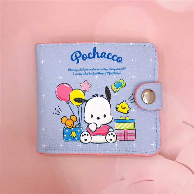 Sanrio Hello Kitty Cinnamoroll My Melody Kuromi New Pu Casual Money Bag Coin Purse Card package Wallet With Buttons 
