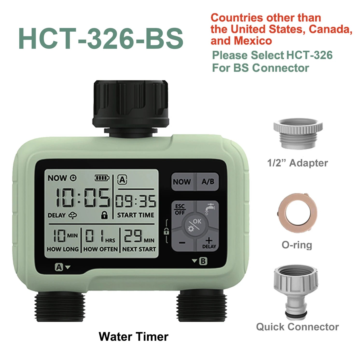 Eshico HCT-326 2 Çıkışlı Su Zamanlayıcısı Hassas Dış Mekan Sulama için