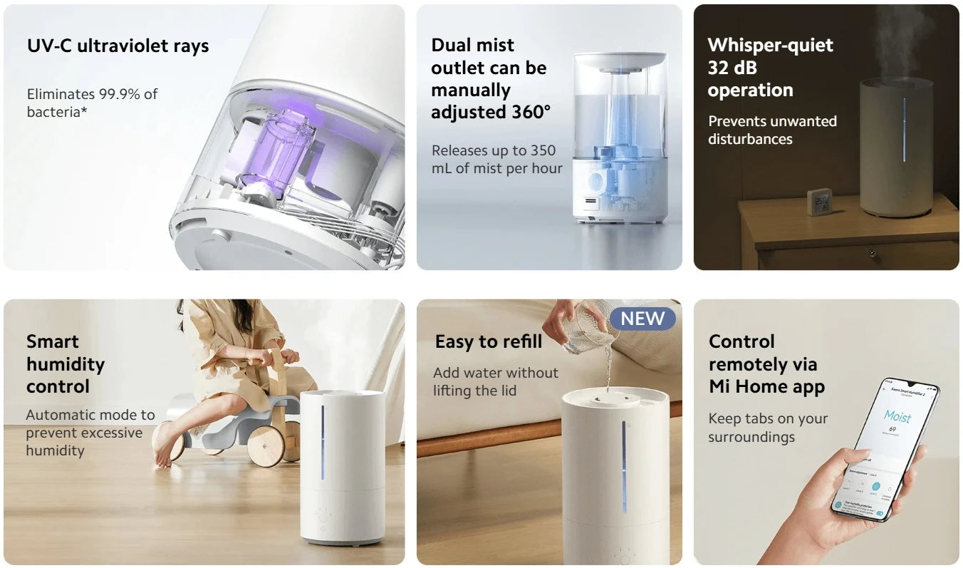Xiaomi Smart Antibacterial Humidifier 2 4.5L UV-C Mist Control
