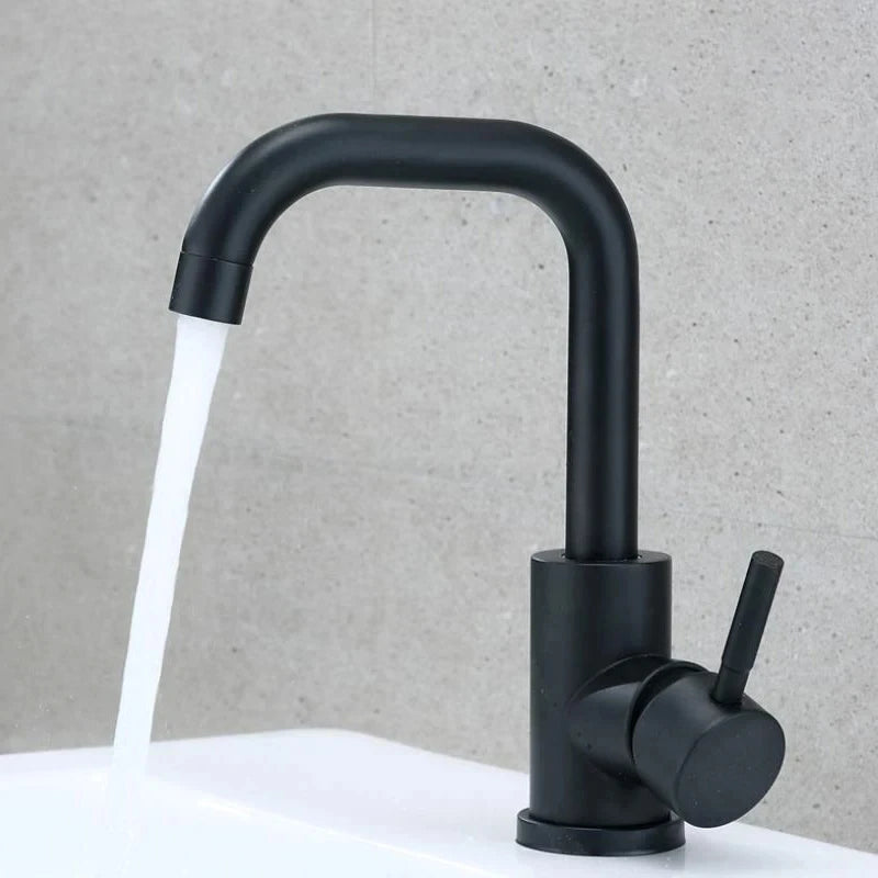 Black Nickel Bathroom Basin Faucet 304 Stainless Steel Hot Cold Wash Mixer Crane Tap 360 Rotation Sink Faucets Single Handle