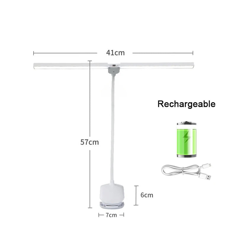 LED Clip Reading Lamp with Two Heads and Touch Dimming