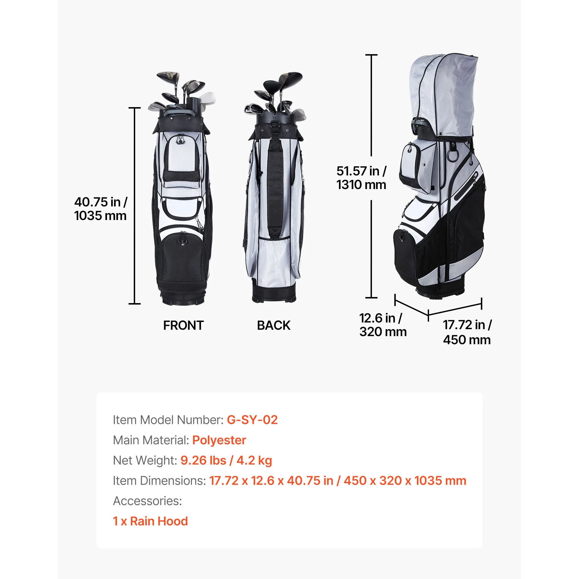 Golfová taška na vozík s 14-dielnym rozdeľovačom a 13 úložnými vreckami
