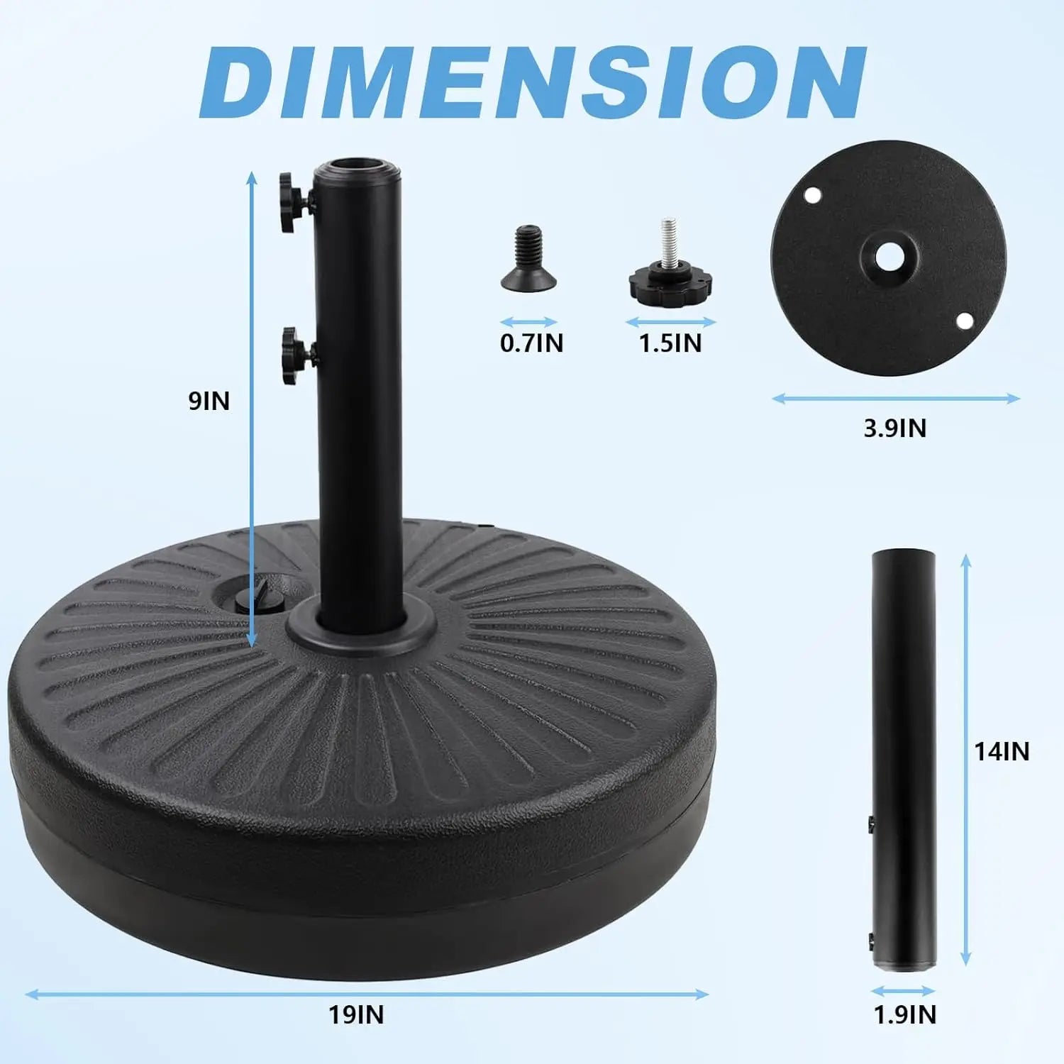 Adjustable Patio Umbrella Weighted Base, Fillable Anti-Wind Stand