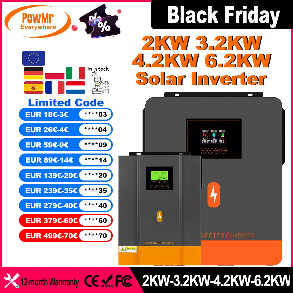 Inverter Solare Ibrido PowMr con Controller MPPT