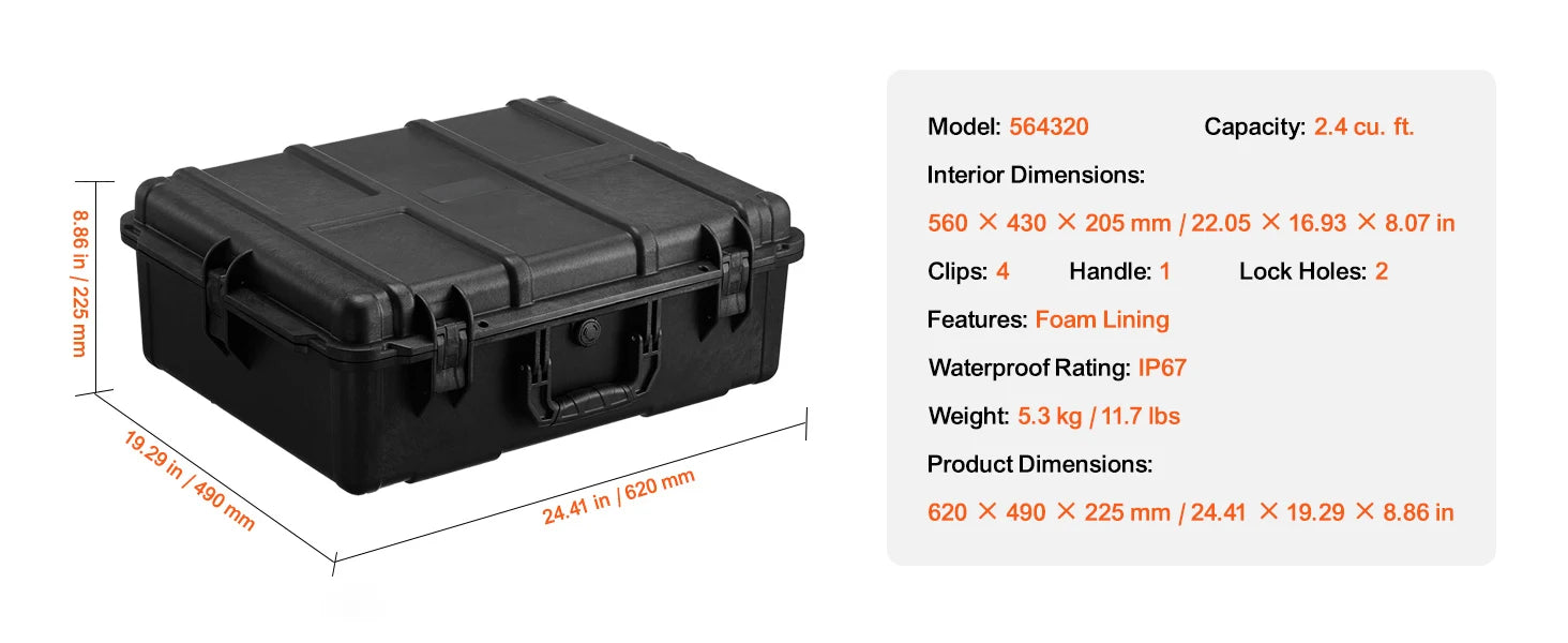 IP67 Waterproof Hard Case with Custom Foam & Secure Lock Design