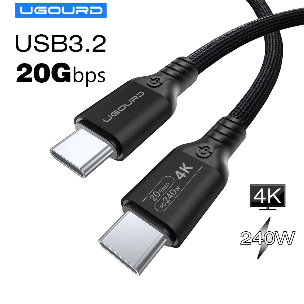 USB-C-kabel, 20 Gbps, med understøttelse af 240 W og 4K60