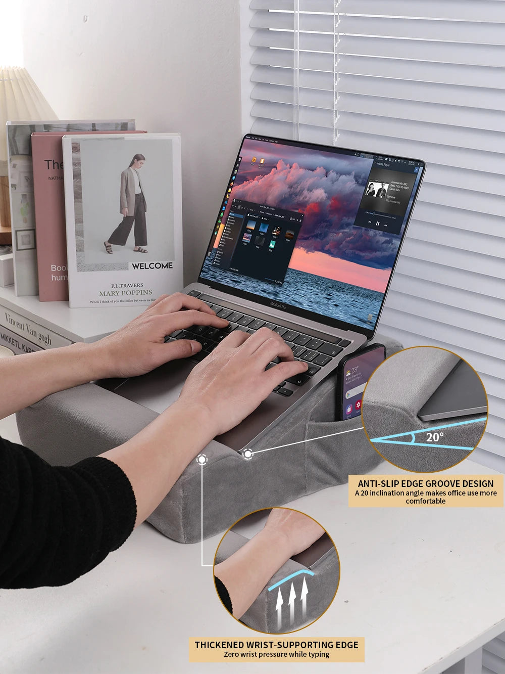 Tablet/Laptop/Phone/Pad Stand,Tablet SupportPillowStandforOfficeDesk Work/Reading Books/WatchingVideos,ComputerStandforBed