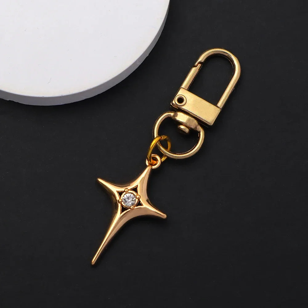 Silver Star Moon Metal Keychain