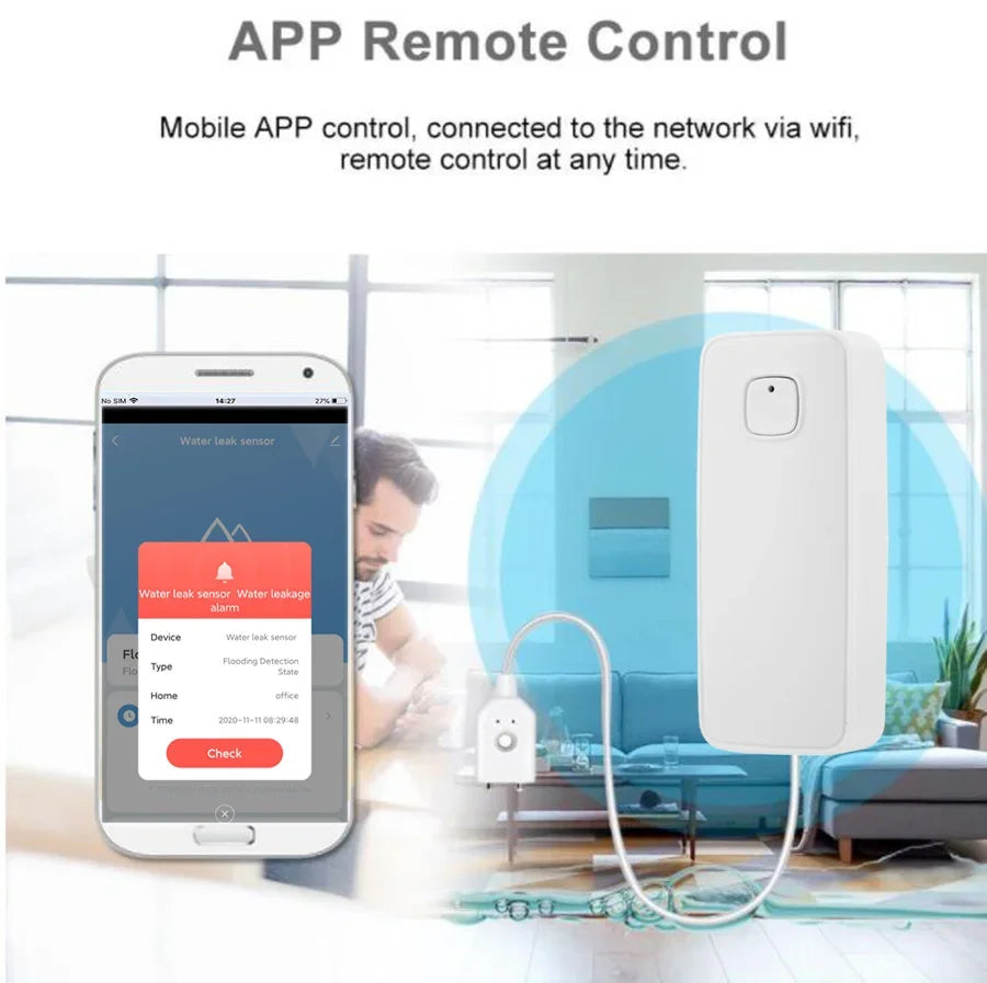WiFi Water Leak Alarm with Tuya App Alerts