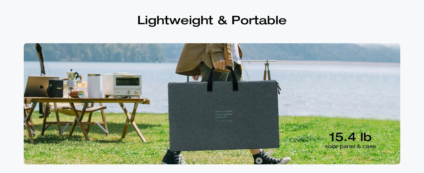 ECOFLOW Portable Solar Panel, Foldable with Carry Case, High 23% Efficiency, IP68 Water & Dustproof Design for Camping, RVs