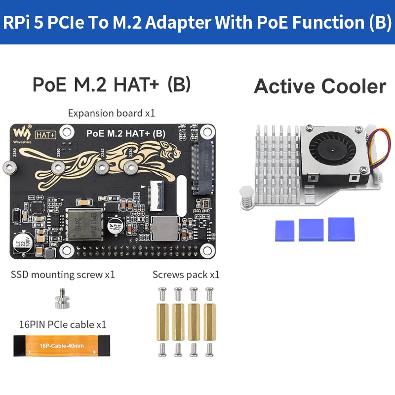 HAT za Raspberry Pi 5 M.2 NVMe in PoE